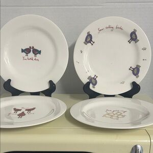 Whimsical Bird Design Dinner Plates - Set of 4